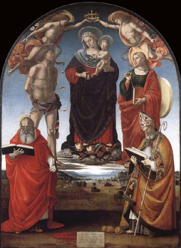Luca Signorelli The Virgin and Child among Angels and Saints Norge oil painting art